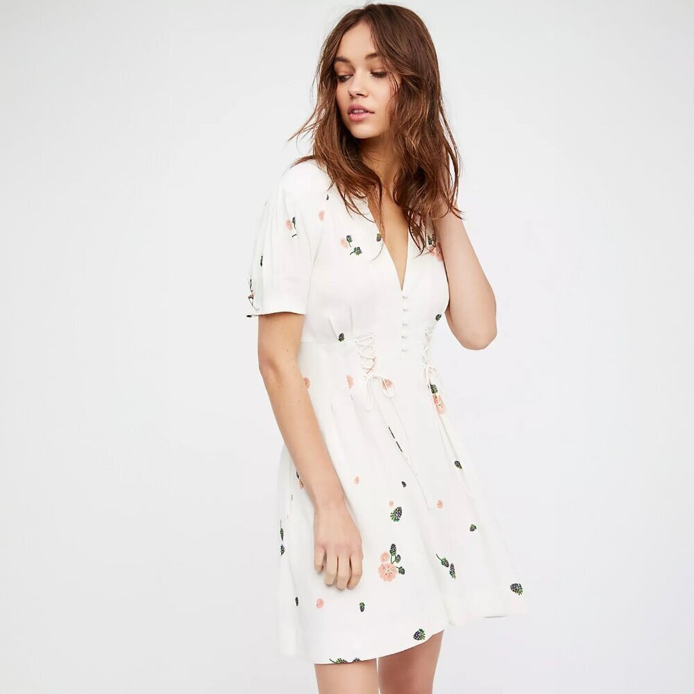 Free People Dream Girl Mini Dress - sz 2 - Picture 4 of 11